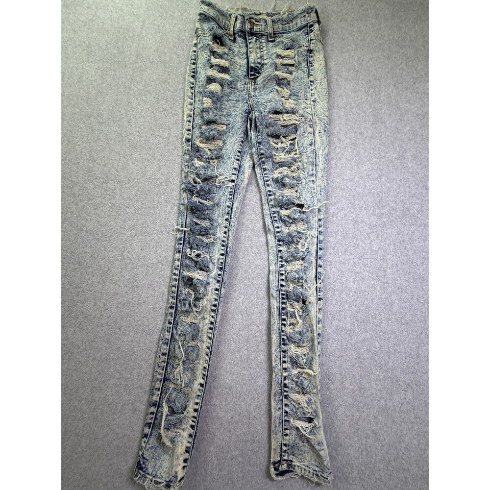 GJG Jeans Womens Size 3 Acid Wash Distressed Skinny Ripped USA 31 Inseam